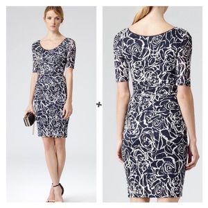 Reiss Cindy Rose Floral Bodycon Knee Length Dress